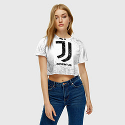 Футболка 3D укороченная женская Juventus с потертостями на светлом фоне, цвет: 3D-принт — фото 2