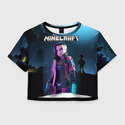Футболка 3D укороченная женская Minecraft woman cyberpunk, цвет: 3D-принт