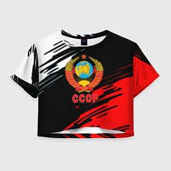 Футболка 3D укороченная женская СССР краски текстура, цвет: 3D-принт