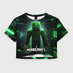 Футболка 3D укороченная женская Minecraft зеленый злой персонаж, цвет: 3D-принт
