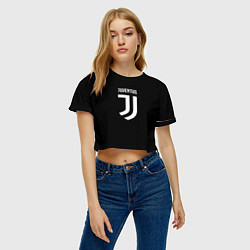 Футболка 3D укороченная женская Juventus sport fc белое лого, цвет: 3D-принт — фото 2