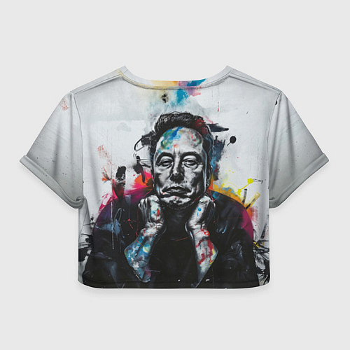 Женский топ Илон Маск граффити портрет на серой стене / 3D-принт – фото 2