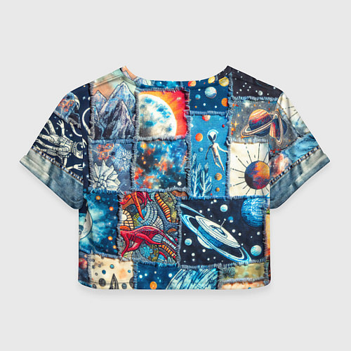 Женский топ Космические обитатели на дениме / 3D-принт – фото 2