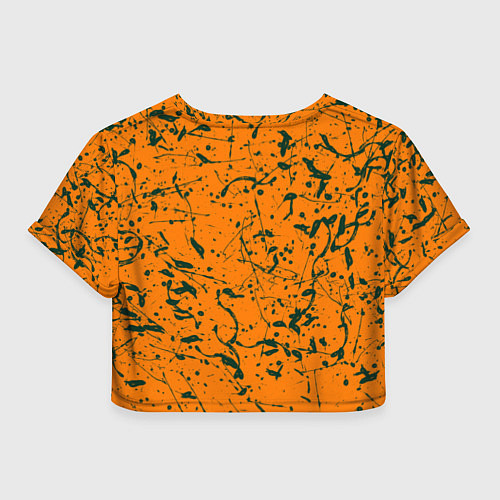 Женский топ Оранжевый с брызгами зеленой краски / 3D-принт – фото 2