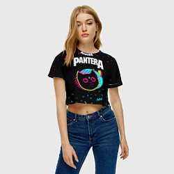 Футболка 3D укороченная женская Pantera - rock star cat, цвет: 3D-принт — фото 2