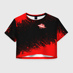 Футболка 3D укороченная женская Dead by daylight огненный, цвет: 3D-принт