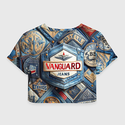 Женский топ Vanguard denim patchwork - ai art / 3D-принт – фото 2