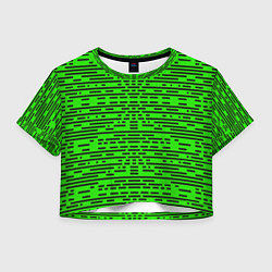 Футболка 3D укороченная женская Чёрные полосы на зелёном фоне, цвет: 3D-принт