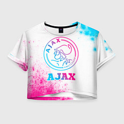 Футболка 3D укороченная женская Ajax neon gradient style, цвет: 3D-принт