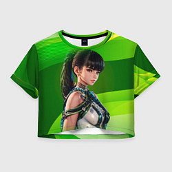 Футболка 3D укороченная женская Stellar Blade Eve зеленый абстракт, цвет: 3D-принт