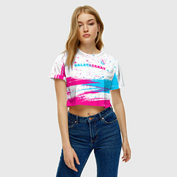 Футболка 3D укороченная женская Galatasaray neon gradient style посередине, цвет: 3D-принт — фото 2