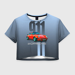 Футболка 3D укороченная женская Винтажный автомобиль Porsche 911 Carrera, цвет: 3D-принт