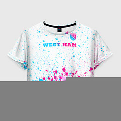 Футболка 3D укороченная женская West Ham neon gradient style посередине, цвет: 3D-принт