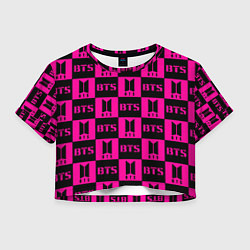 Женский топ BTS pattern pink logo