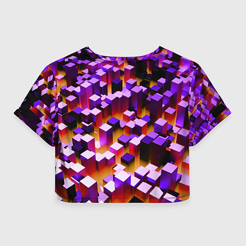 Женский топ Фиолетовые блоки в оранжевом тумане / 3D-принт – фото 2