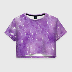 Футболка 3D укороченная женская Фиолетовая пена, цвет: 3D-принт