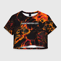 Футболка 3D укороченная женская Manchester City red lava, цвет: 3D-принт