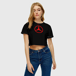 Футболка 3D укороченная женская Mercedes logo red, цвет: 3D-принт — фото 2