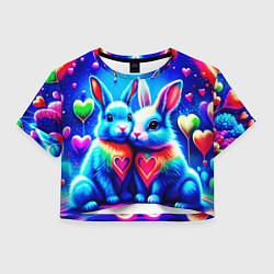Женский топ Неоновые зайчики - любовь сердечки
