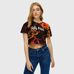 Футболка 3D укороченная женская Sally Face red lava, цвет: 3D-принт — фото 2