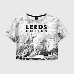 Футболка 3D укороченная женская Leeds United white graphite, цвет: 3D-принт