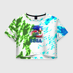 Футболка 3D укороченная женская Sonic sega game, цвет: 3D-принт