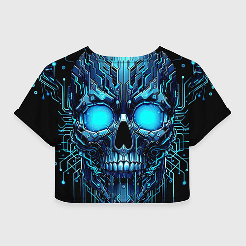 Женский топ Неоновый кибер череп - нейроарт микросхема / 3D-принт – фото 2