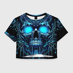 Женский топ Неоновый кибер череп - нейроарт микросхема