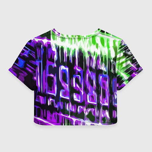 Женский топ Фиолетово-зелёная абстракция на чёрном фоне / 3D-принт – фото 2
