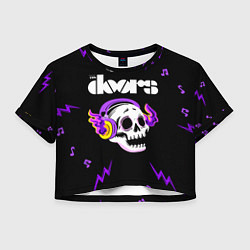 Футболка 3D укороченная женская The Doors неоновый череп, цвет: 3D-принт