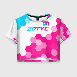 Футболка 3D укороченная женская Zotye neon gradient style посередине, цвет: 3D-принт