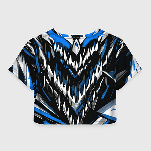 Женский топ Абстрактные бело-синие шипы / 3D-принт – фото 2