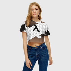 Футболка 3D укороченная женская Half life соты, цвет: 3D-принт — фото 2