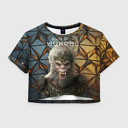 Футболка 3D укороченная женская Black myth wukong король обезьян, цвет: 3D-принт