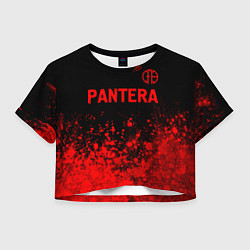 Футболка 3D укороченная женская Pantera - red gradient посередине, цвет: 3D-принт