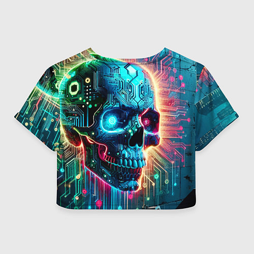 Женский топ Cool cyber skull - neon glow / 3D-принт – фото 2