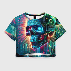 Женский топ Cool cyber skull - neon glow