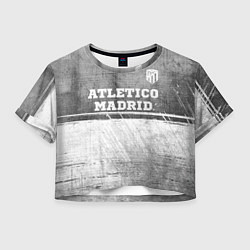 Футболка 3D укороченная женская Atletico Madrid - grey gradient посередине, цвет: 3D-принт