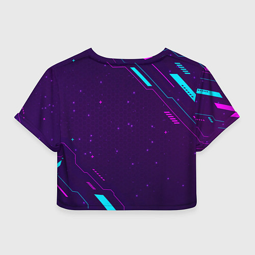 Женский топ Символ Stumble Guys в неоновых цветах на темном фо / 3D-принт – фото 2