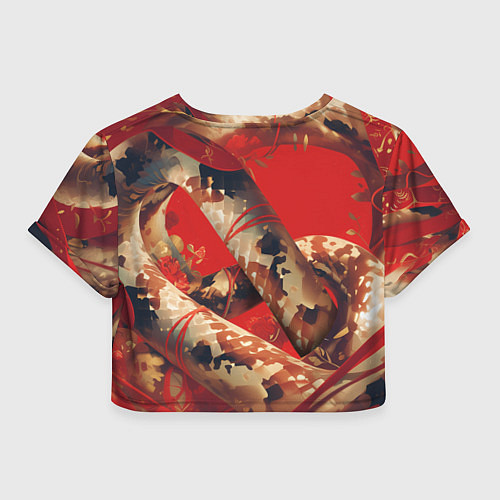 Женский топ Змея на красном фоне / 3D-принт – фото 2