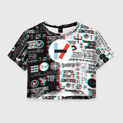 Футболка 3D укороченная женская Twenty one pilots glitch pattern, цвет: 3D-принт