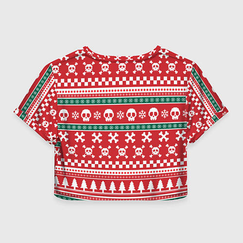 Женский топ Новогодний паттерн с черепами в новый год / 3D-принт – фото 2