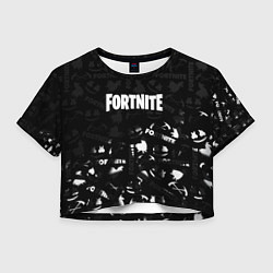 Футболка 3D укороченная женская Fortnite pattern black, цвет: 3D-принт