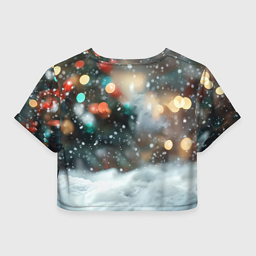 Женский топ Новогодний котенок и снег / 3D-принт – фото 2