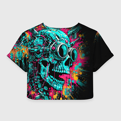 Женский топ Cyber skull sketch - color blots / 3D-принт – фото 2