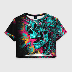 Женский топ Cyber skull sketch - color blots