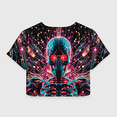 Женский топ Neon cyber skull - ai art fantasy / 3D-принт – фото 2