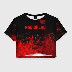 Футболка 3D укороченная женская Radiohead - red gradient посередине, цвет: 3D-принт