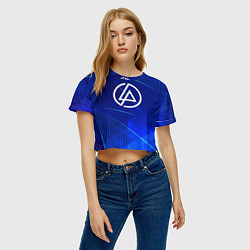 Футболка 3D укороченная женская Linkin Park blue poly, цвет: 3D-принт — фото 2