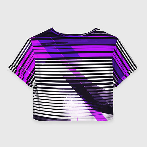 Женский топ Фиолетово-чёрные полосы на белом фоне / 3D-принт – фото 2